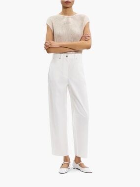 Theory Drop Curve 100% cotton lightweight white pants, size 8